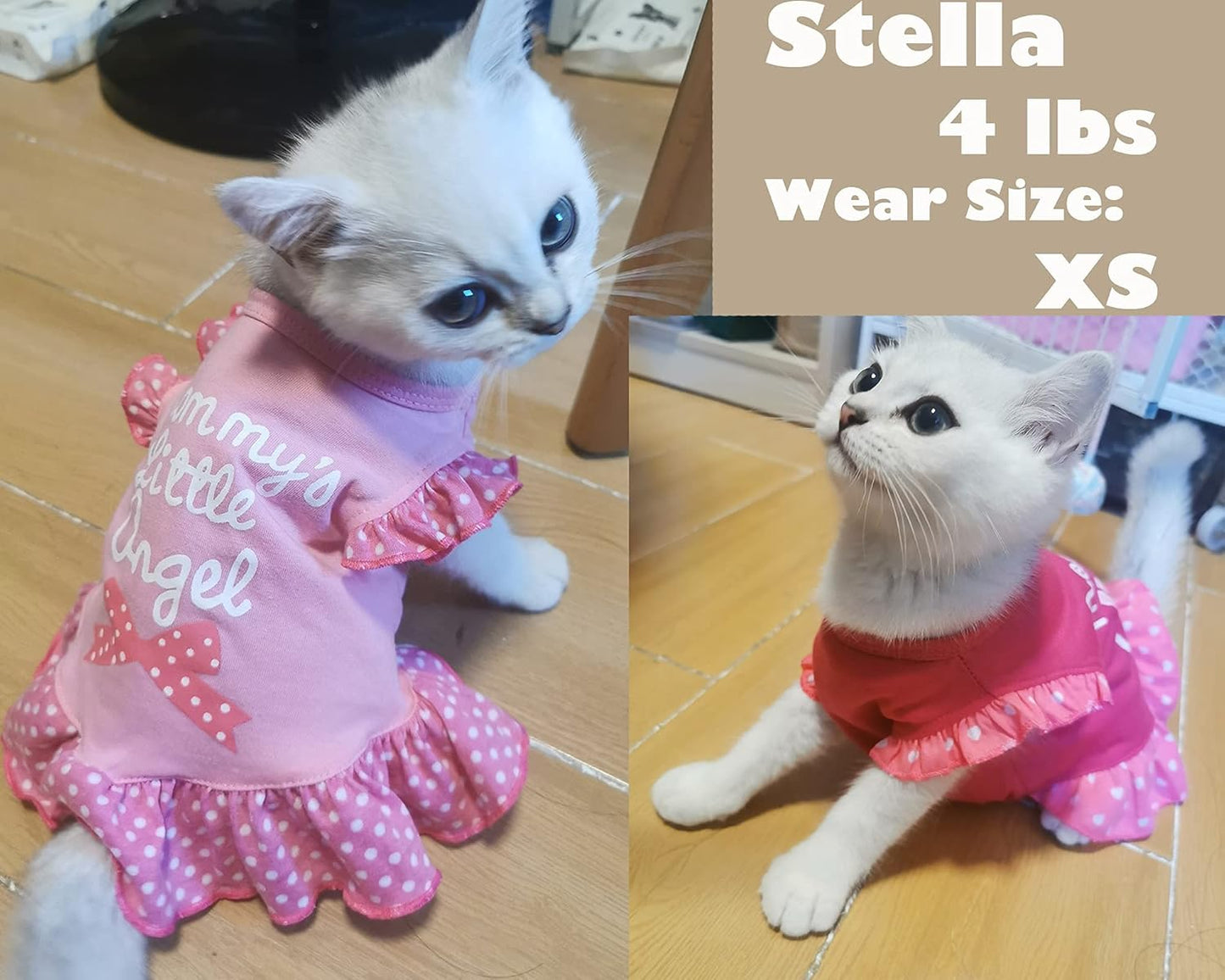 XPUDAC 4 Pack Pet Dog Dress Dog Clothes Girl Puppy Shirt Yorkie Clothes Cute Doggie Dress Pet Apparel for Small Dogs and Cats (Pink Angel, Small(4.5-8lbs))