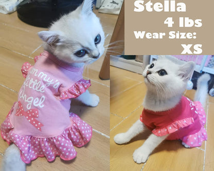 XPUDAC 4 Pack Pet Dog Dress Dog Clothes Girl Puppy Shirt Yorkie Clothes Cute Doggie Dress Pet Apparel for Small Dogs and Cats (Pink Angel, Small(4.5-8lbs))