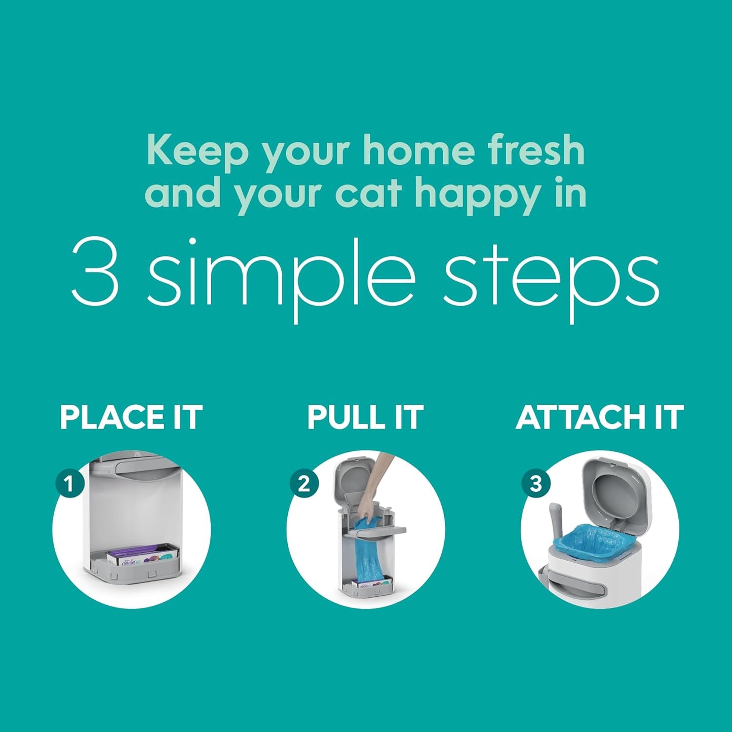 Litter Genie Easy Roll Refill Bags (1-Pack) | Up to 6 months of supply in 1 Roll of 24 tear-off Bags | Ultimate Odor Control Cat Litter Bags