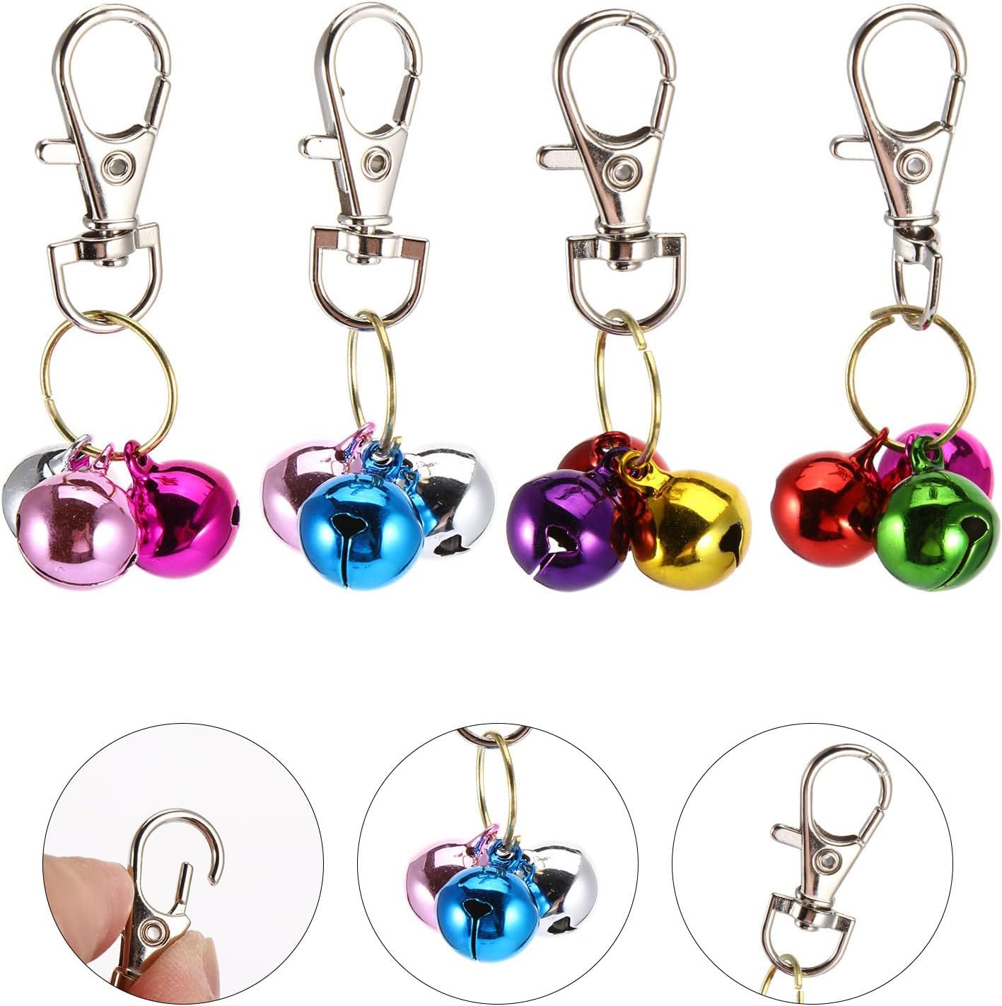 Cat Bells 4Pcs Copper Pet Collar Bells with Keychain Pendant for Cat Training and Necklace Supplies Loud Jingle Sound Suitable for and Small Pets Random Color Random Color