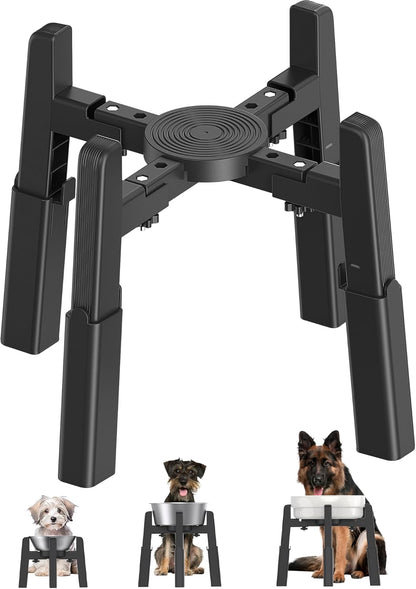 CZPET Dog Bowl Stand with Adjustable Height and Width [Stand Only], Single Raised Pet Water & Food Feeder for Medium & Large Dogs, Stable and Anti-Slip Eelvated Bowl