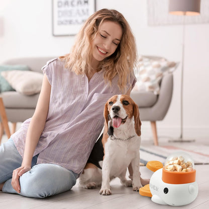 2-in-1 Dog Interactive Slow Feeder & Food Puzzle Toy, Automatic Dog Feeder Toy for Mental Stimulation & Healthy Eating, Stable Duck-Shaped Treat Dispenser for Healthy Eating & IQ Training