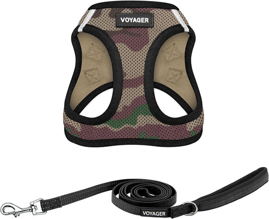 Voyager Step-in Air All Weather Mesh Harness and Reflective Dog 5 ft Leash Combo with Neoprene Handle, for Small, Medium and Large Breed Puppies by Best Pet Supplies - Green, XXX-Small