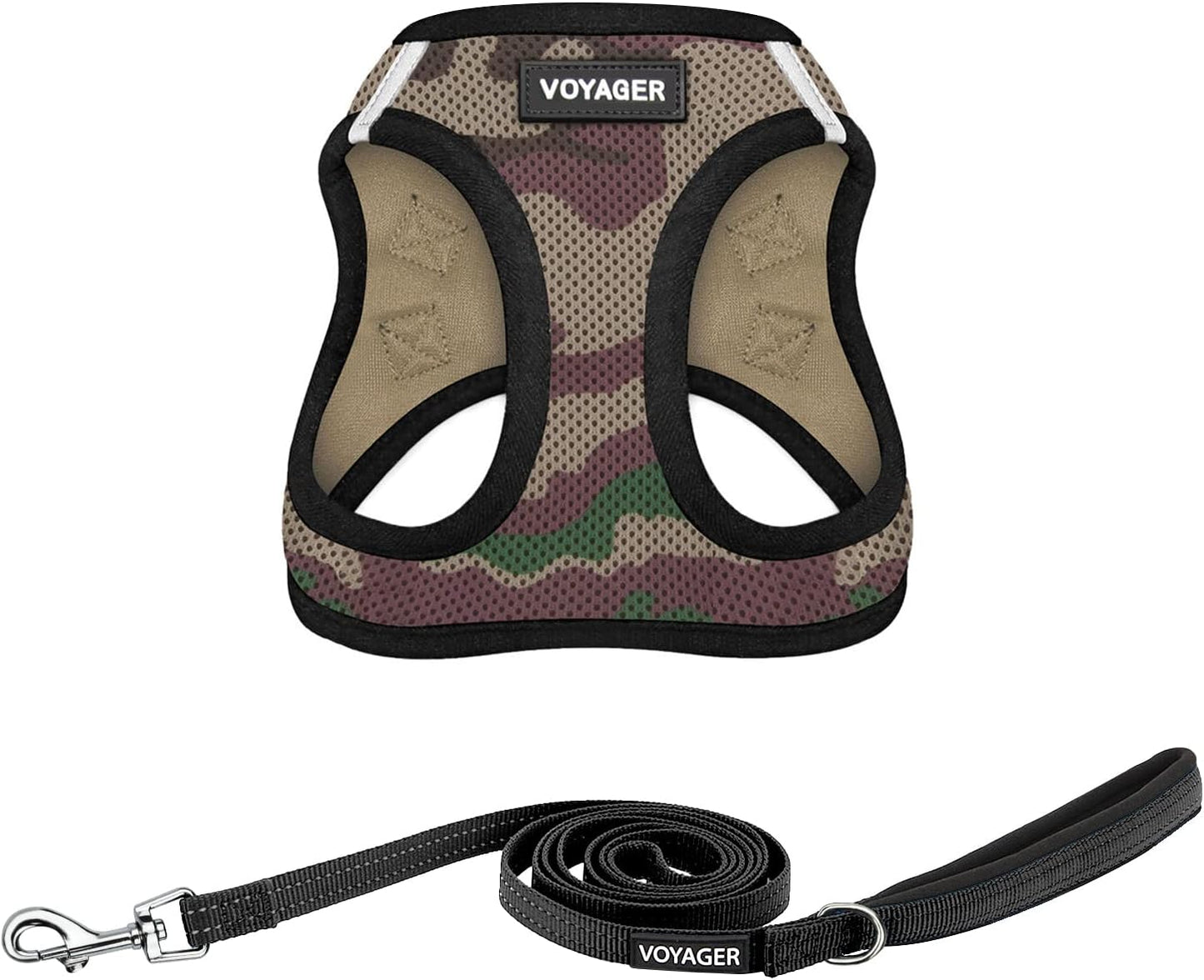 Voyager Step-in Air All Weather Mesh Harness and Reflective Dog 5 ft Leash Combo with Neoprene Handle, for Small, Medium and Large Breed Puppies by Best Pet Supplies - Green, XXX-Small