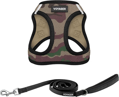Voyager Step-in Air All Weather Mesh Harness and Reflective Dog 5 ft Leash Combo with Neoprene Handle, for Small, Medium and Large Breed Puppies by Best Pet Supplies - Green, XXX-Small