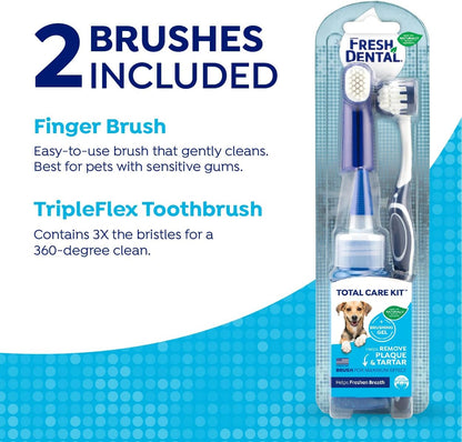Naturel Promise Fresh Dental Toothbrush and Toothpaste Kit for Dogs, Teeth Cleaning Kit for Plaque & Tartar Removal, Contains Finger Toothbrush, Breath Freshener, Dog Dental Care