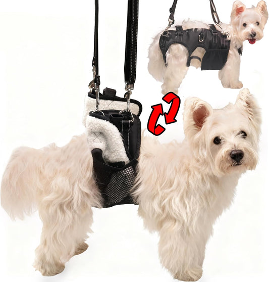 Dual-use Dog Lift Rehab Hareness Canine Sling for Small Pooch Rear Legs and Hip Support,Adjustable and Soft Brace Strap for After ACL Surgery, Helps Senior, Injured and Disabled K9