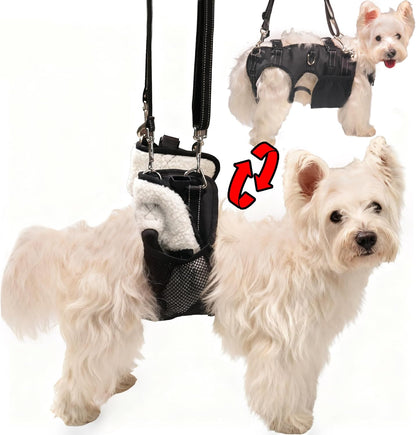 Dual-use Dog Lift Rehab Hareness Canine Sling for Small Pooch Rear Legs and Hip Support,Adjustable and Soft Brace Strap for After ACL Surgery, Helps Senior, Injured and Disabled K9