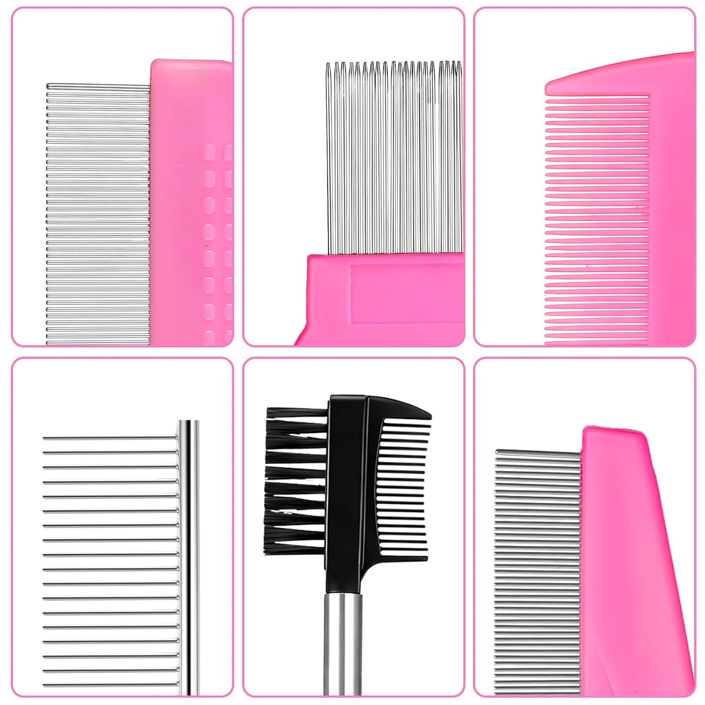 6 Pcs Pets Grooming Comb Kit Tear Stain Remover Comb Dog Face Combs for Eye Cleaning Gentle Grooming Tool Dematting Tool for Cats Dogs Remove Knots Stains Crust Mucus