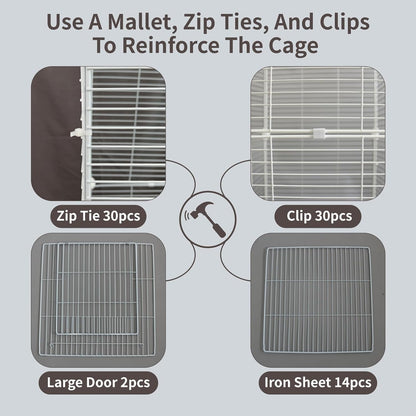 Standing Large Bird Cage, Parakeet Cage with Detachable Stand & Wheels, Wide Flight Birdcage for Parrot Cockatiel Conure Budgie Canary Finch Lovebird
