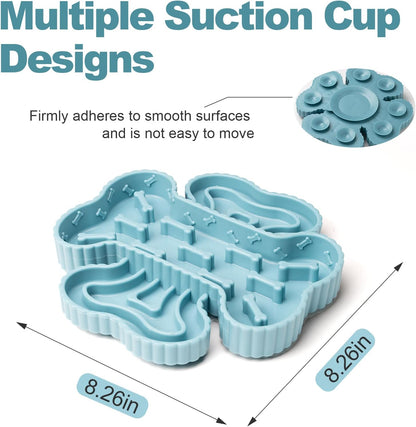 2 in 1 Slow Feeder Dog Bowls, Lick Mat for Dogs with Suction Cups, Dry and Wet Interactive Dog Puzzle Feeder Bowls for Anxiety Relief, Silicone Dogs Feeding Mat Pad Dish for Slow Down Eating