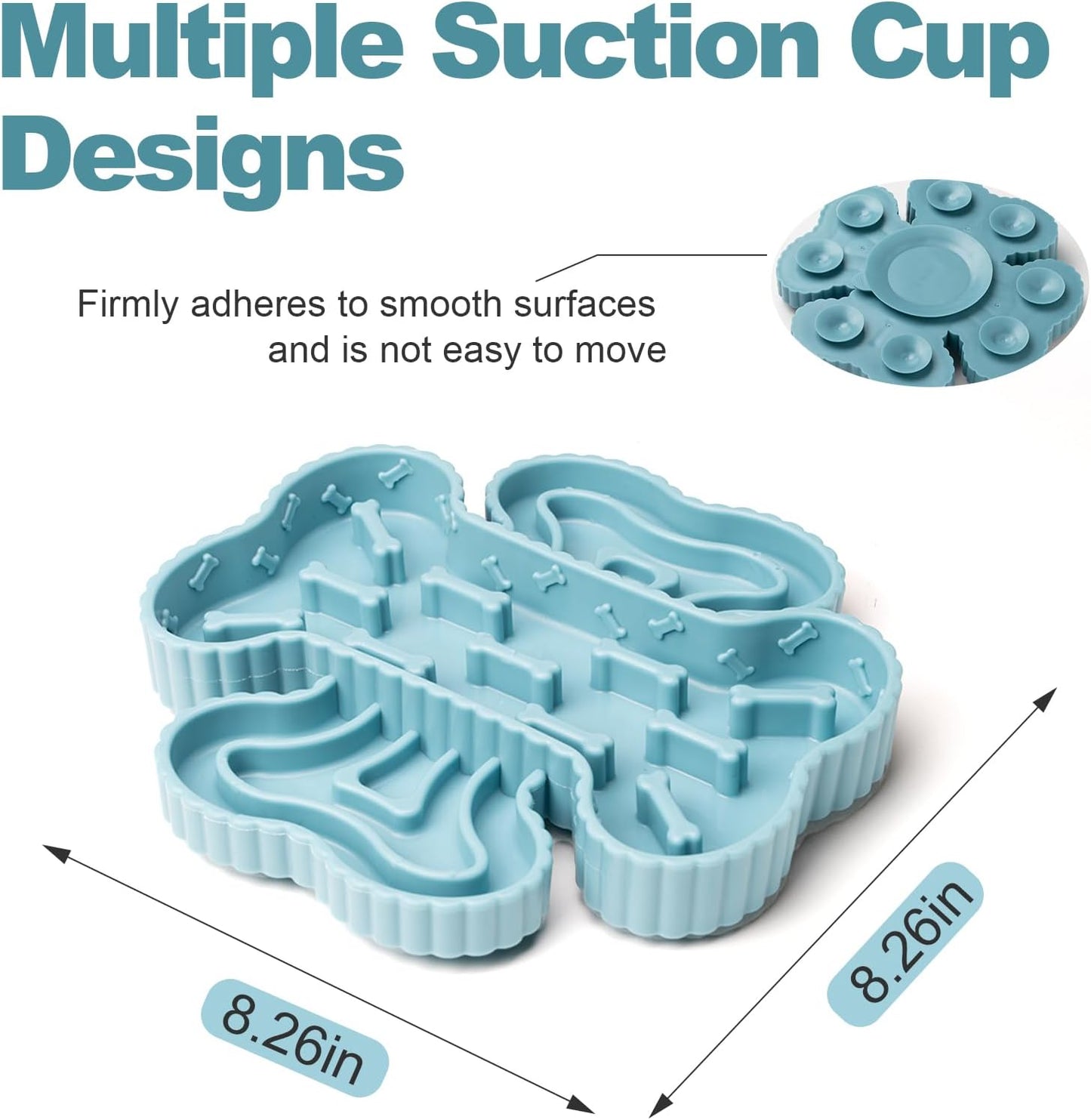 2 in 1 Slow Feeder Dog Bowls, Lick Mat for Dogs with Suction Cups, Dry and Wet Interactive Dog Puzzle Feeder Bowls for Anxiety Relief, Silicone Dogs Feeding Mat Pad Dish for Slow Down Eating