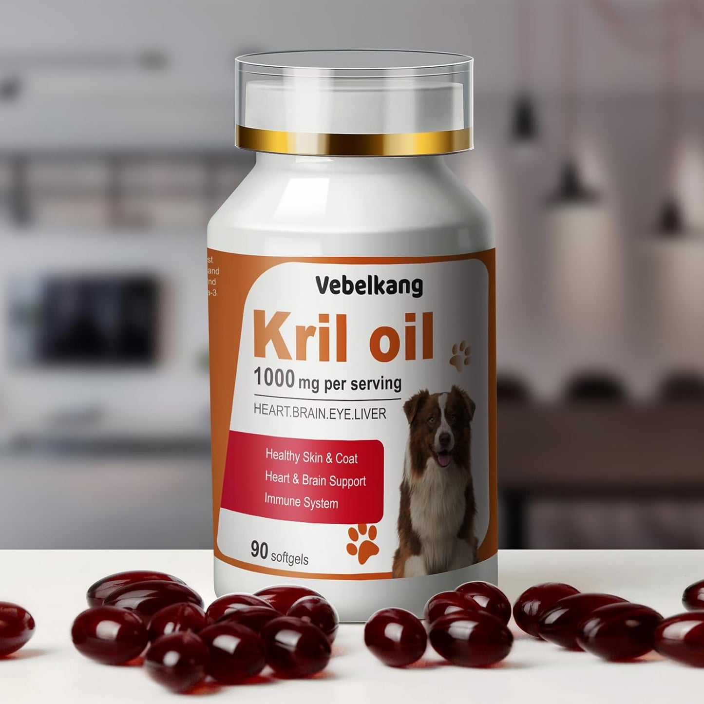Krill Oil Omega 3 for Dogs - Allergy Relief - Joint Health - Itch Relief, Shedding - Skin and Coat Supplement - 180-Count Deep Sea Krill Oil Capsules - Omega 3 6 9 - EPA & DHA Fatty Acids