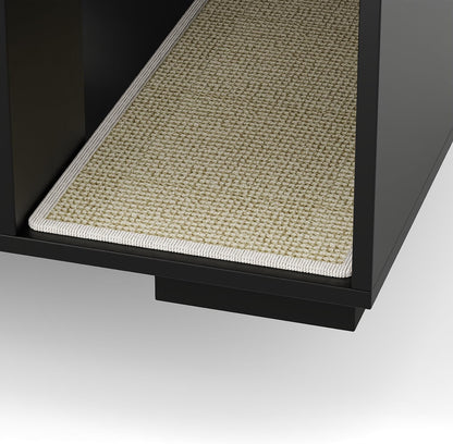 GarveeLife Cat Litter Enclosure Cabinet for Robot 3/4, XL Cat Enclosure Furniture with Built-in Power Outlet, Mat and Dog-Proof Shelf, Fit Most Self-Cleaning Litterboxes Black-A