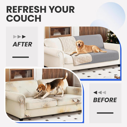 Waterproof Dog Blanket, Non-Slip Soft Pet Bed Cover, Couch Cover for Dogs Washable, Protects Sofa, Furniture, Crate, Car, Tear Resistant Leakproof Pet Blanket (52x82 Inch, Light Grey)