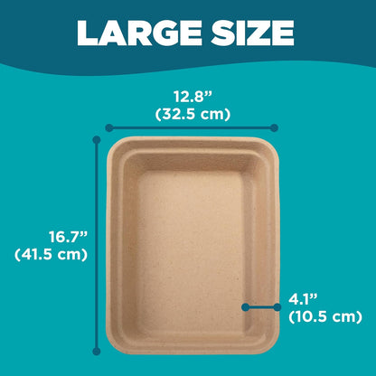 Disposable Litter Box: 5-Pack/Large - Disposable Litter Box for Cats, Rabbits, Guinea Pigs, or Travel - Extra Thick, Very Sturdy, Odor & Leak Resistant & Biodegradable (Large)
