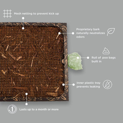 Bark Potty Standard Dog Potty Training Box - Disposable, Long-Lasting Pee Pad Litter Replacement - Leak Resistant, Multi-Use, Odor Neutralizing, Indoor/Outdoor Toilet Tray