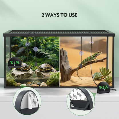 PAIZOO Reptile Thermometer Hygrometer, LED Reptile Tank Thermometer and Humidity Gauge, Rechargeable Digital Hygrometer for Reptile Tank Accessories, Switch Between ℉/℃, Always-on Display Mode