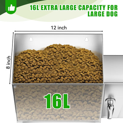 Chipak 16L Large Automatic Dog Feeder with Timer, Stainless Steel Pet Food Dispenser W/Programmable Feeding Schedule for Large Breed Dogs or Cats