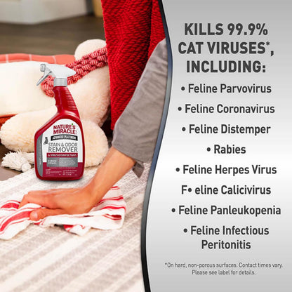 Nature's Miracle Advanced Platinum Stain and Odor Remover and Virus Disinfectant 32 Ounces, Eliminates Tough Dog Messes (Pack of 2)