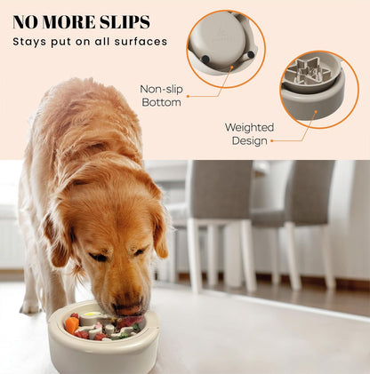 AVERYDAY Slow Feeder Dog Bowl Set with 1 Base and 3 Puzzle Inserts Customizable Design BPA-Free and Dishwasher Safe for Small Medium Large Dogs