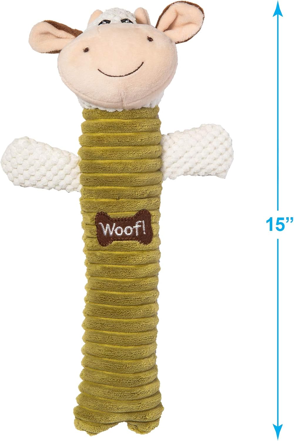 Best Pet Supplies Log Plush Dog Toy, Squeaky Dog Toy with 3 Textures and 2 Squeakers, Interactive Dog Toys for Small and Large Breeds - Sheep, Monkey and Cow Bundle, Large