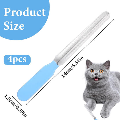 4Pcs Effective Pet Nail File Set, Professional Dog Nail Smoothing Tool, Metal Emery Boards for Dogs Cats Nails Small Large Breeds Puppies Toenails Rough Edges Grooming (Blue, Silver)