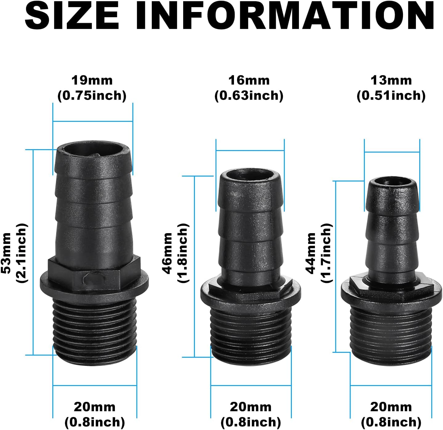 Nozzles kit for Fountain Pump 3 Sizes Replacement Adapters for Aquarium and Fish Tank and Pond