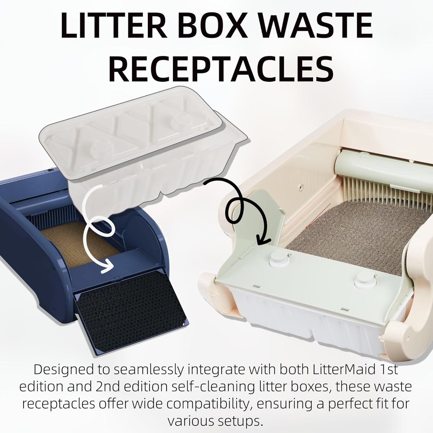 20-Pack Litter Box Waste Receptacles Compatible with Littermaid 1St/2nd Edition Automatic Cat Litter Box, Disposable Waste Receptacles for Littermaid, Convenient & Odor-Free Disposal