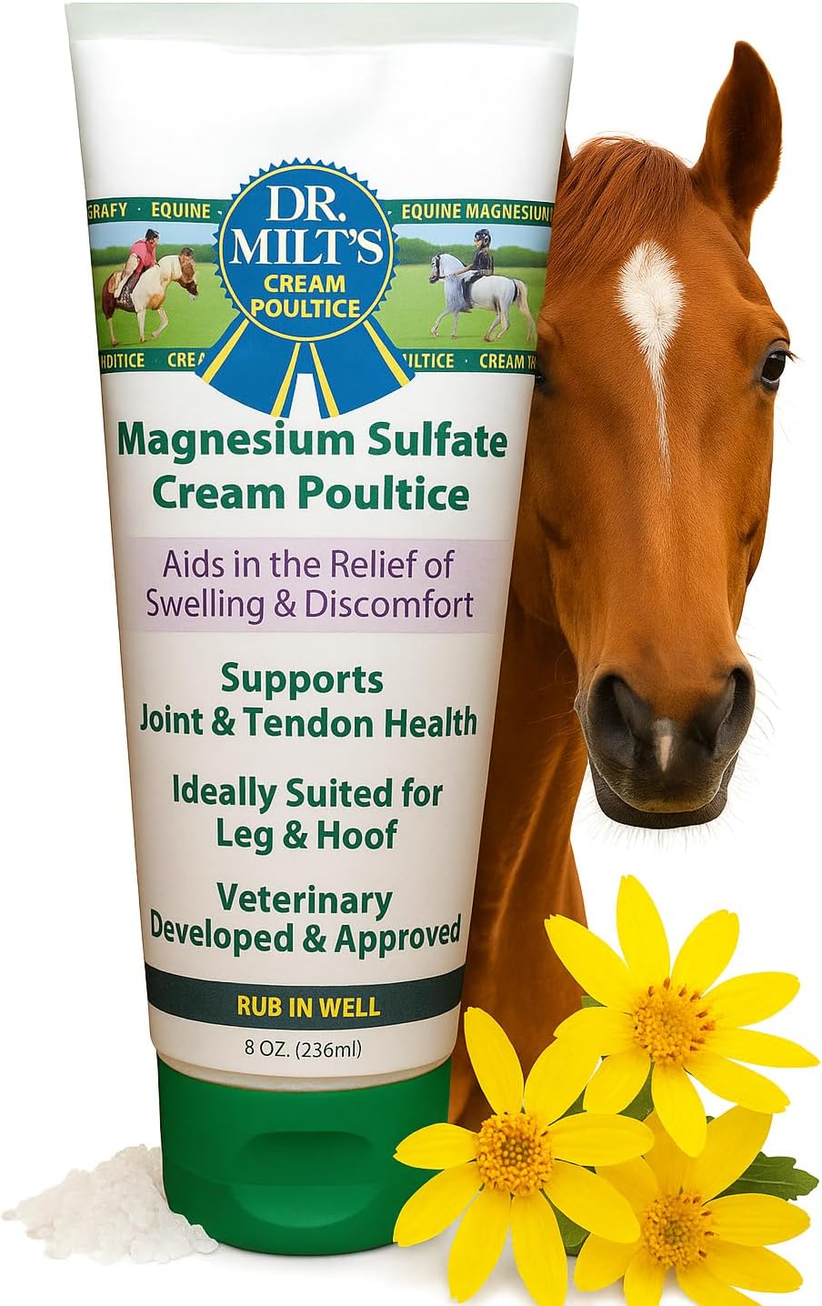 Dr. Milt's Horse Topical Epsom Salt Pain Relief Ointment Rub: Poultice and Liniment Cream. 1-8oz Cream