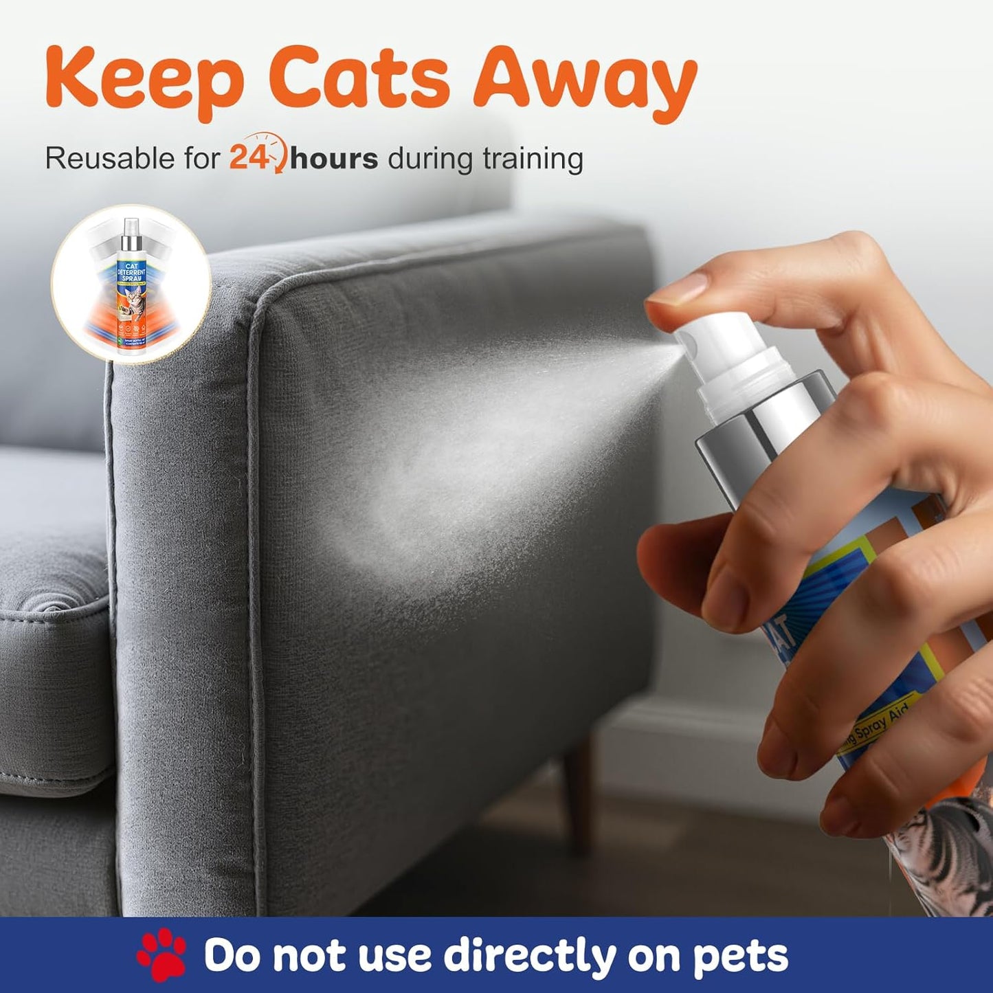 Cat Deterrent Spray for Indoor and Outdoor, Cat Scratch Deterrent for Furniture Protection, Cats Behavior Training Aid, with Natural Ingredients