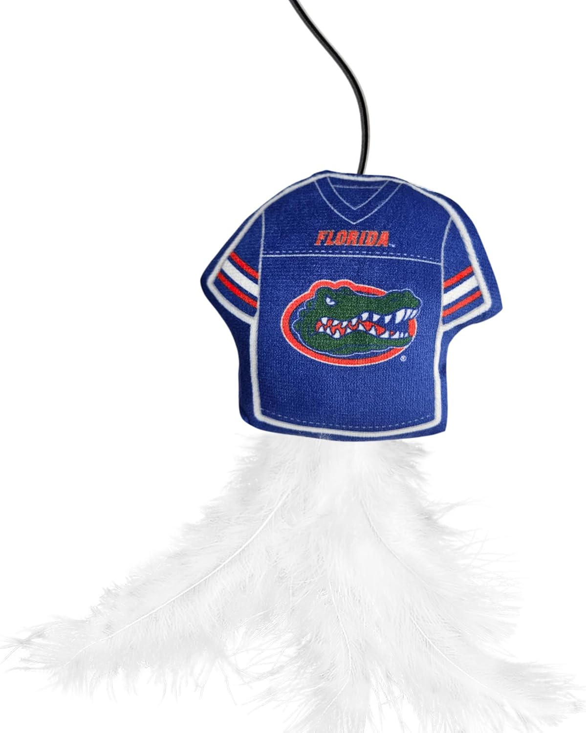 NCAA Florida Gators Cat Toy Wand with Catnip - Team Jersey Shaped Plush Teaser Toy for Cats & Kittens - Interactive Pet Toy for Play & Exercise