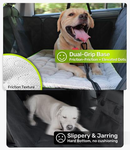 Zanch Thick Supportive Dog Car Bed for Car Backseat, Soft Non-Slip Travel Car Blanket Seat Cover with Joint Protection, Fits SUVs, Trucks & Backseat Extenders [Grey, 52.36"×24.8"]