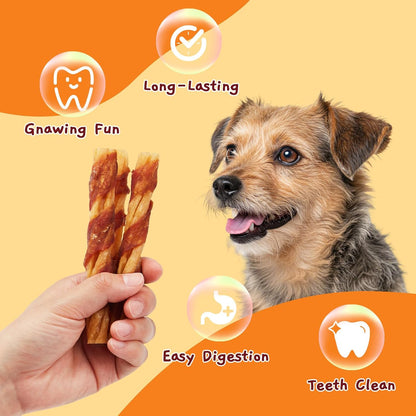 Jungle Calling Dog Treats, Duck Wrapped Chicken Collagen Sticks for Small Medium Dogs, Digestible Rawhide Alternative Dog Chews, Dental Bones for Teeth Cleaning, Like Bully Sticks, Less Smell, 14.1oz