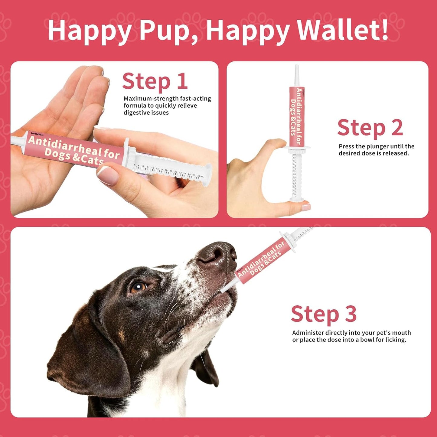 Antidiarrheal for Dogs Anti-Diarrhea for Cats Supplement - Kaolin & Pectin Probiotic Paste Fast-Acting Digestive Support - Puppy Probiotic Supports Firms Stool, Soothes Upset Stomach, Balances Gut pH