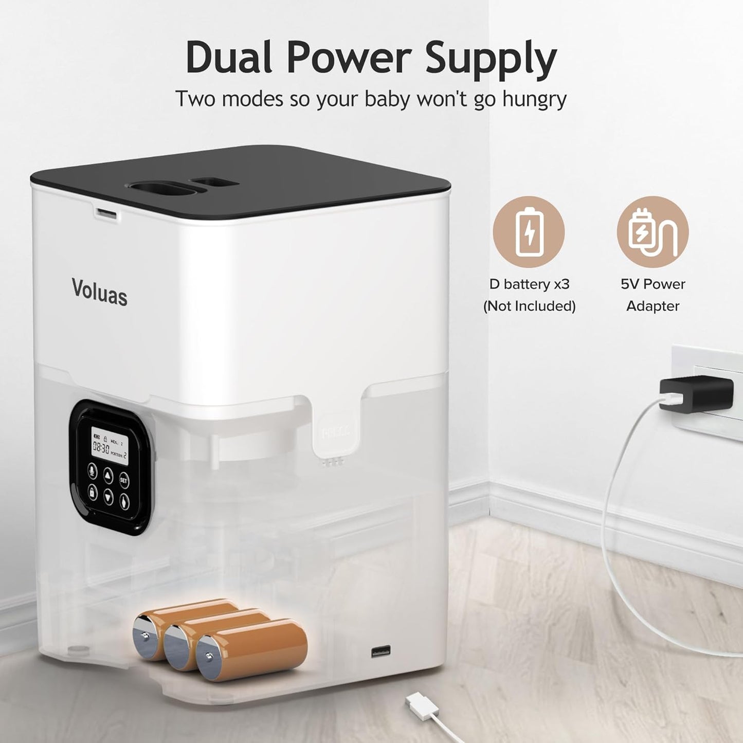 VOLUAS Automatic Cat Feeders - Timed Pet Feeder for Cats and Dogs with Dry Food Dispenser, Desiccant Bag, Programmable Portion Control, 4 Daily Meals, 10s Voice Recorder