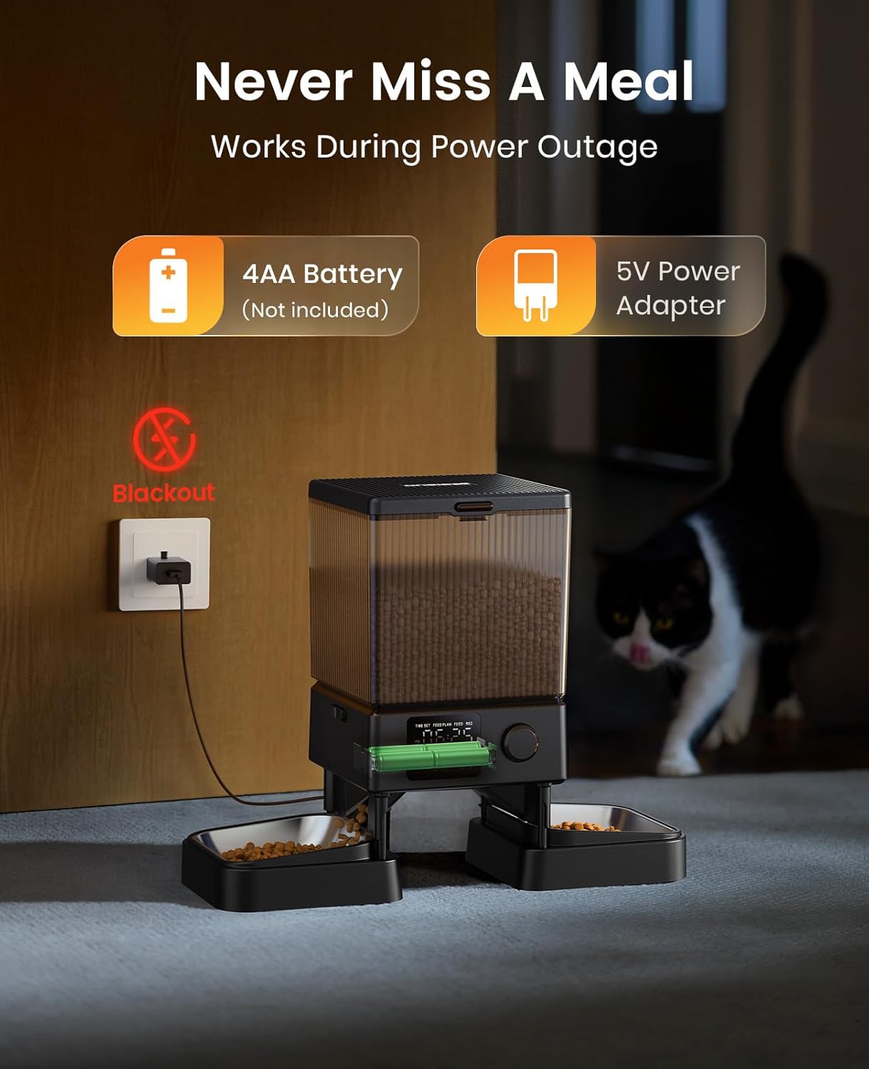 oneisall Automatic Cat Feeder for 2 Cats, 20 Cups/5L Automatic Cat Food Dispenser for Small Pets Indoor, Timed Cat Feeder for Dry Food