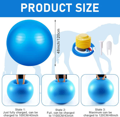 48 Inch Giant Herding Ball Anti Burst Ball Please Watch VCR for How to Inflation Horse Toys for Horse Stall Entertainment Play, Pump Included