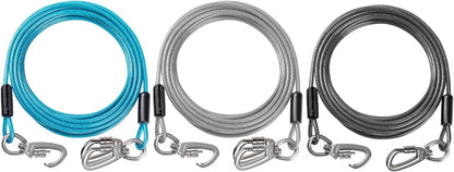 Tie Out Cable for Dogs Heavy Duty, 10/15/20/25/30/50FT Long Leash Chew Proof, Tangle-Free Dog Lead with Swivel Hook & 360° Smooth Rotating, Dog Runner for Yard, Outside, Camping-Up to 400 pounds