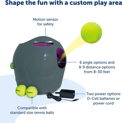 PetSafe Automatic Ball Launcher - Interactive Fetch Game - Hands-Free Fetch Training - Adjustable Range - Includes Tennis Balls - Indoor Outdoor Play - Motion Sensors - Automatic Sleep Mode