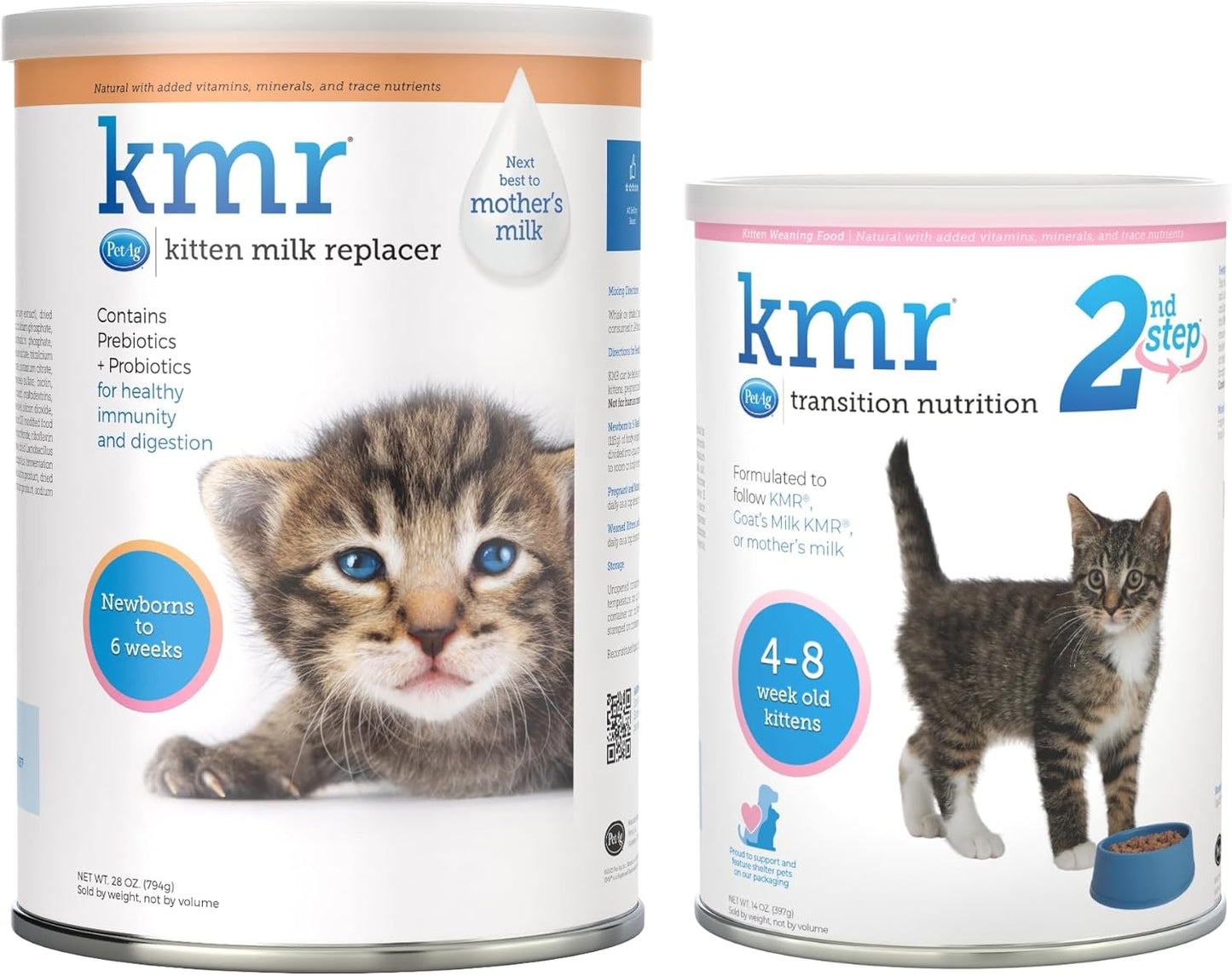 PetAg KMR Kitten Milk Replacer Powder (28 oz) + PetAg KMR 2nd Step Kitten Weaning Food (14 oz)