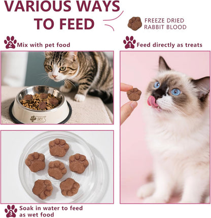 Freeze-Dried Cat Treats, Rabbit Blood Pet Food for Dogs, Iron-Rich Dog Cat Treats, High Protein Training Treats, Grain Free, Gluten Free, Filler Free 4.5 oz