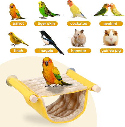 Bird Hammock,Bird Bed for Cage, Winter Warm Bird Nest Bed, Parrot Hanging Hammock Snuggle Hut, Double Layer Cage Perch for Parakeet Budgies Cockatiels Lovebird Finch Hamster Chinchilla
