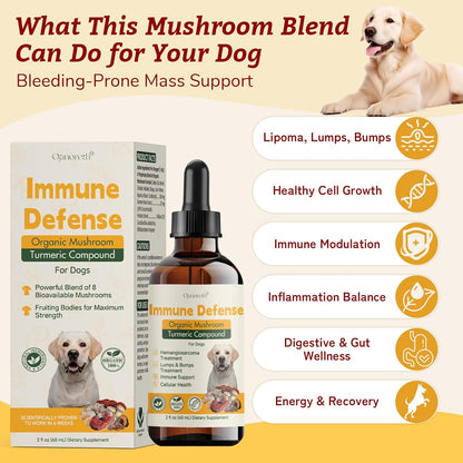 Natural Dog Lumps & Bumps Treatment- Lipoma Treatment for Dogs - Digestive, Cellular, Immune Health Support - Organic 8 Mushroom Supplement Blend, Probiotic & Antioxidants with Turkey Tail Mushroom