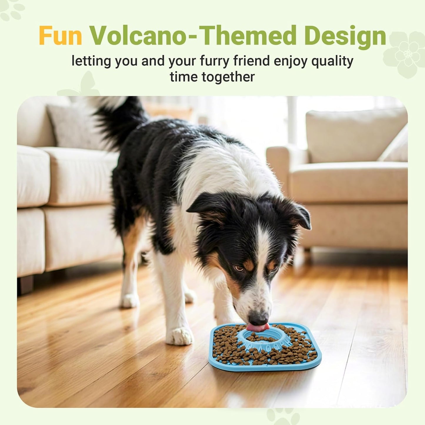 Silicone Volcano Lick Mat for Dogs with Suction - Dog Cat Lict Mat to Keep Them Busy - Puppy Lick Mat for Anxiety Relief (Blue and Yellow)