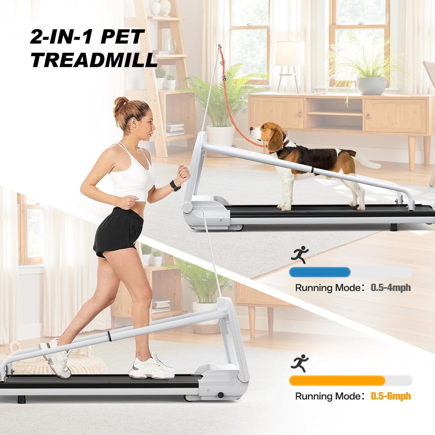 Quiet Smart Dog Treadmill for Small & Medium Dogs, Pet Treadmill for Dogs up to 130lbs, Indoor Running Machine for Fitness, Compact & Durable Pacer Treadmill for Health and Exercise