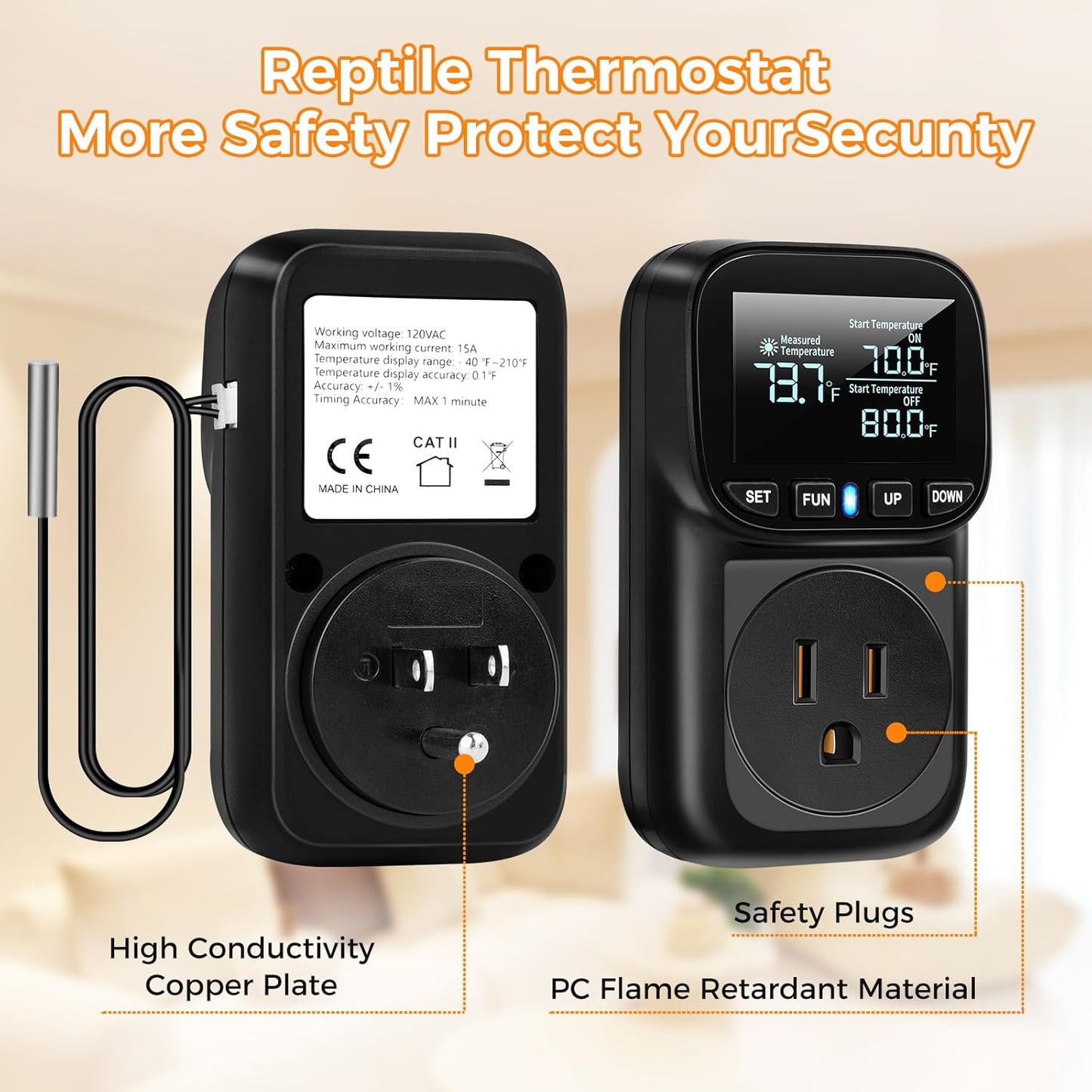 Diymore Digital Temperature Controller Outlet,1800W Plug in Thermostat,Heating Cooling Mode,120V Incubator Room Thermometers Gauge Reptile Thermostat Greenhouse Thermomete for House Pool Thermometer