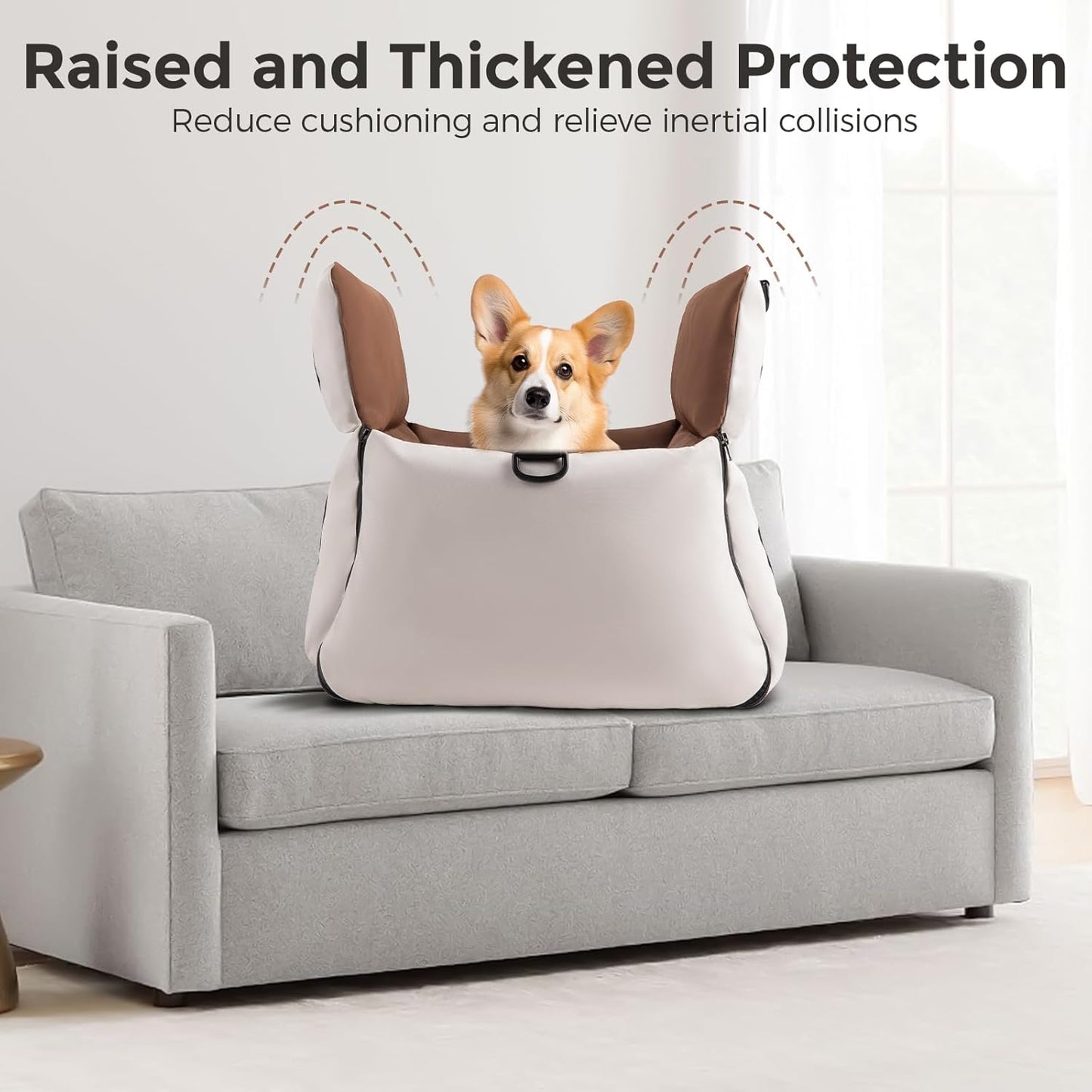 Dog Car Seats for Small Dogs, Waterproof Dog Booster Carseat with Storage Pockets, Thickened High Resilience Cotto & Clip-On Safety Leash, Pet Back Seat Puppy Travel Carrier Bed