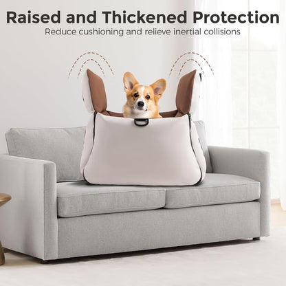 Dog Car Seats for Small Dogs, Waterproof Dog Booster Carseat with Storage Pockets, Thickened High Resilience Cotto & Clip-On Safety Leash, Pet Back Seat Puppy Travel Carrier Bed
