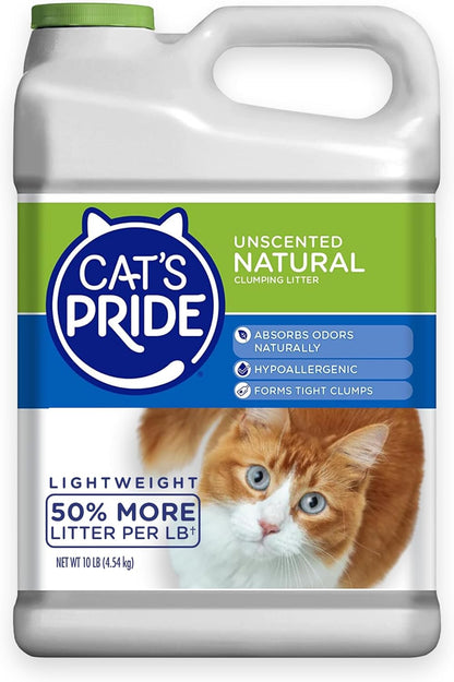 Cat's Pride Lightweight Clumping Litter: Natural - Powerful Odor Control - Unscented, 10 Pounds